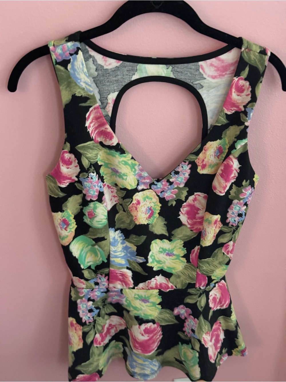 Charlotte Russe Black Floral Backless Peplum Dress